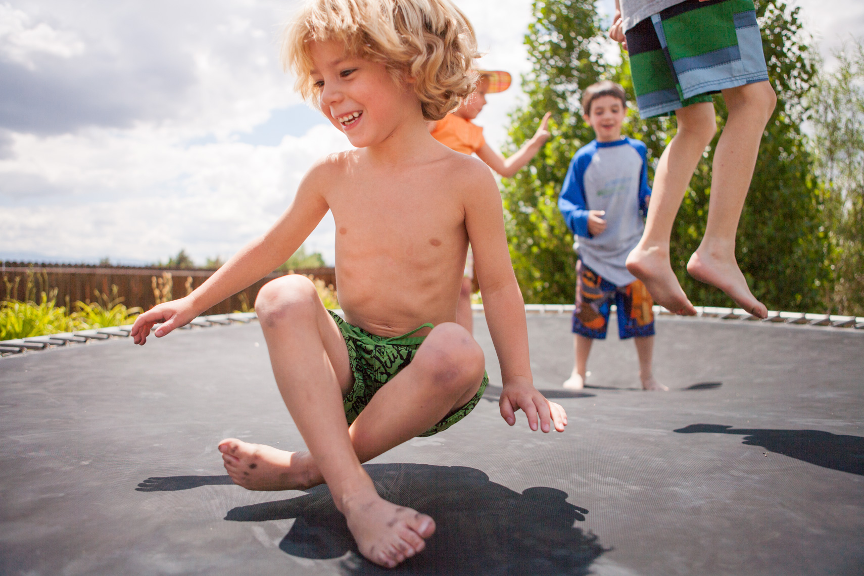 Young Boy on Trampoline